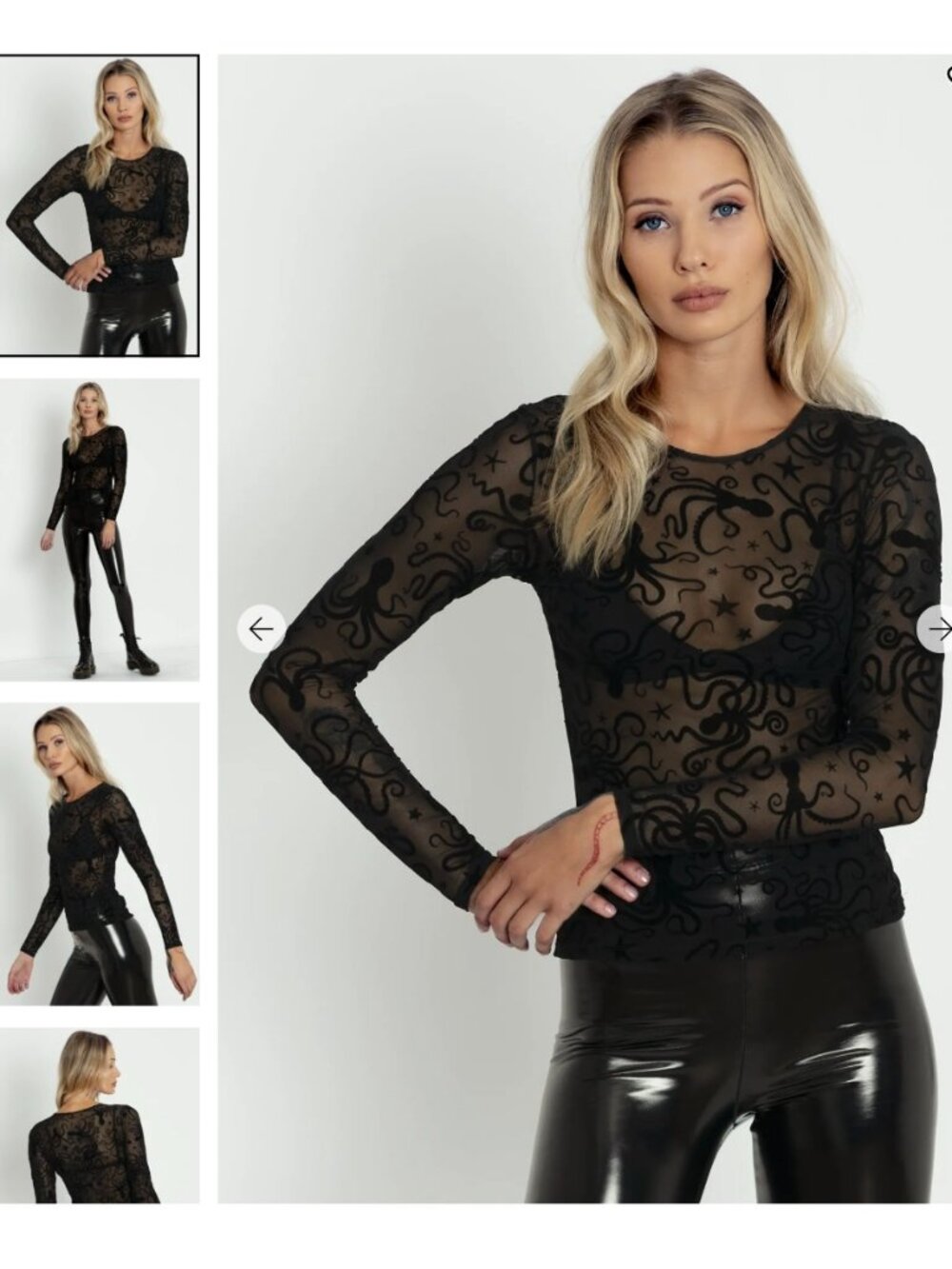 Blackmilk Flocktapus Sheer Long Sleeve Top